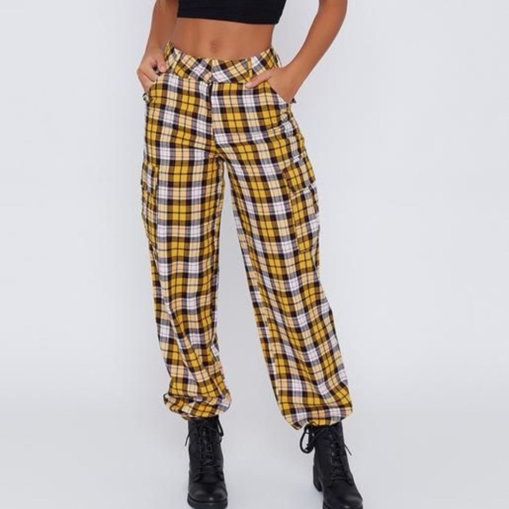I.AM.GIA Yellow Plaid Ankle Pants